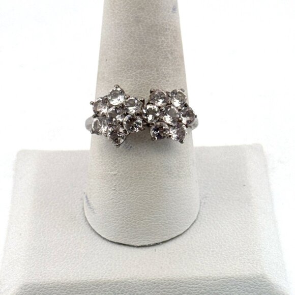 VTG Estate Sterling Silver 925 TGGC Cluster Bypass Ring Sz 9 3.3g Floral Design - Picture 1 of 8